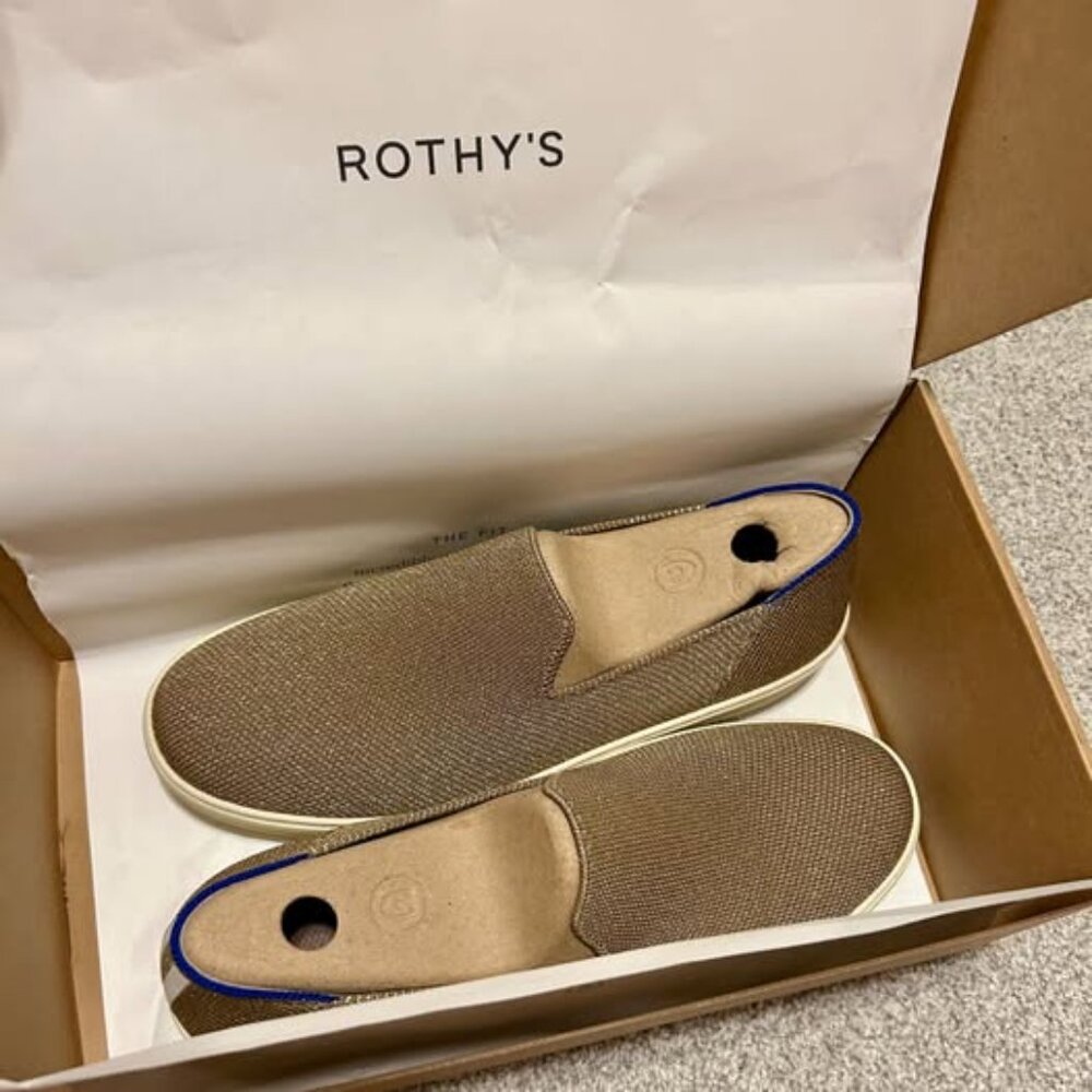Rothy's Slip-On Sneakers, Gold, Size 9.5